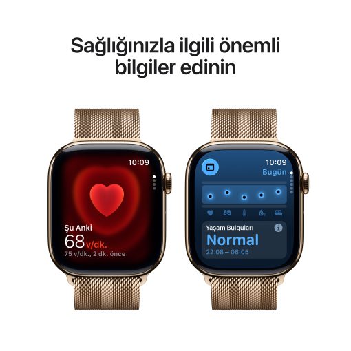 Apple Watch Series 11 GPS + Cellular Altın Titanyum Milano Loop Sağlık