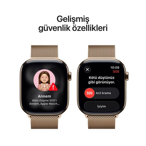 Apple Watch Series 11 GPS + Cellular Altın Titanyum Milano Loop Güvenlik