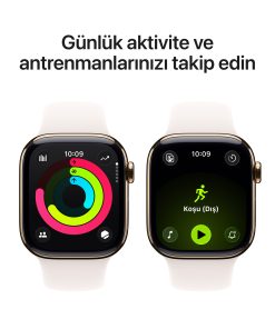 Apple Watch Series 11 GPS + Cellular Altın Titanyum Spor Kordon Aktivite