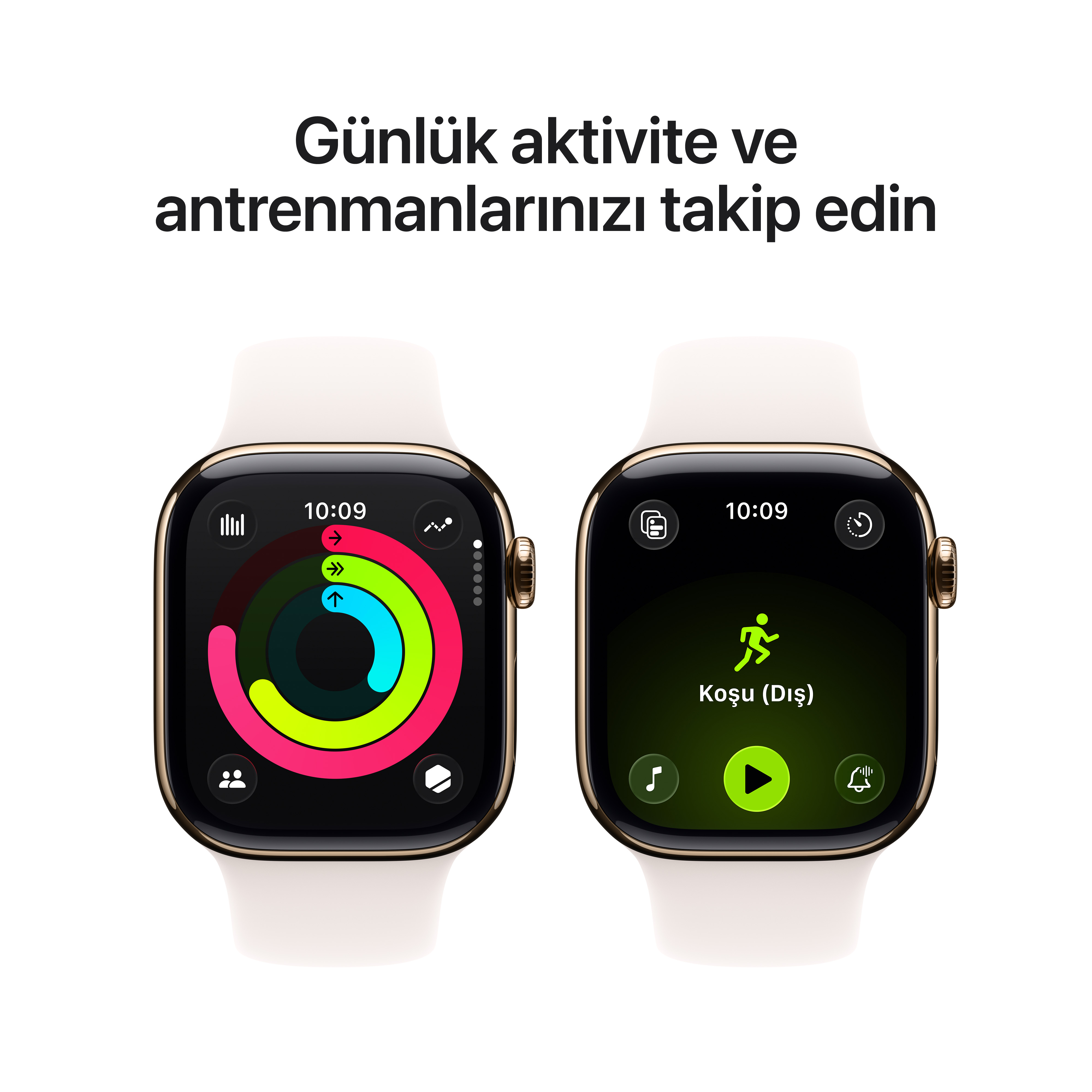 Apple Watch Series 11 GPS + Cellular Altın Titanyum Spor Kordon Aktivite