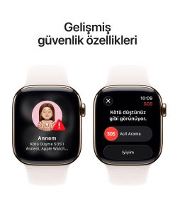 Apple Watch Series 11 GPS + Cellular Altın Titanyum Spor Kordon Güvenlik