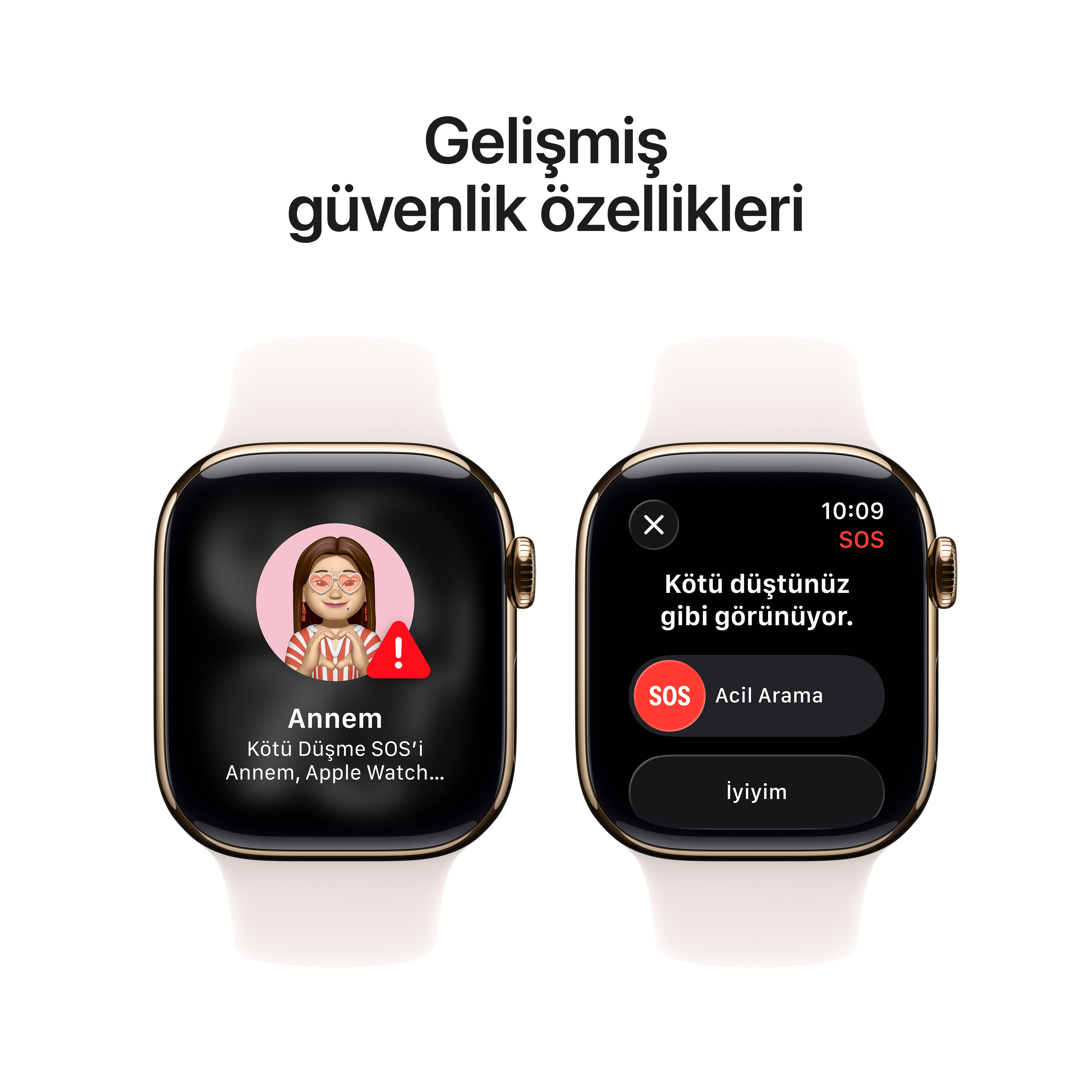 Apple Watch Series 11 GPS + Cellular Altın Titanyum Spor Kordon Güvenlik