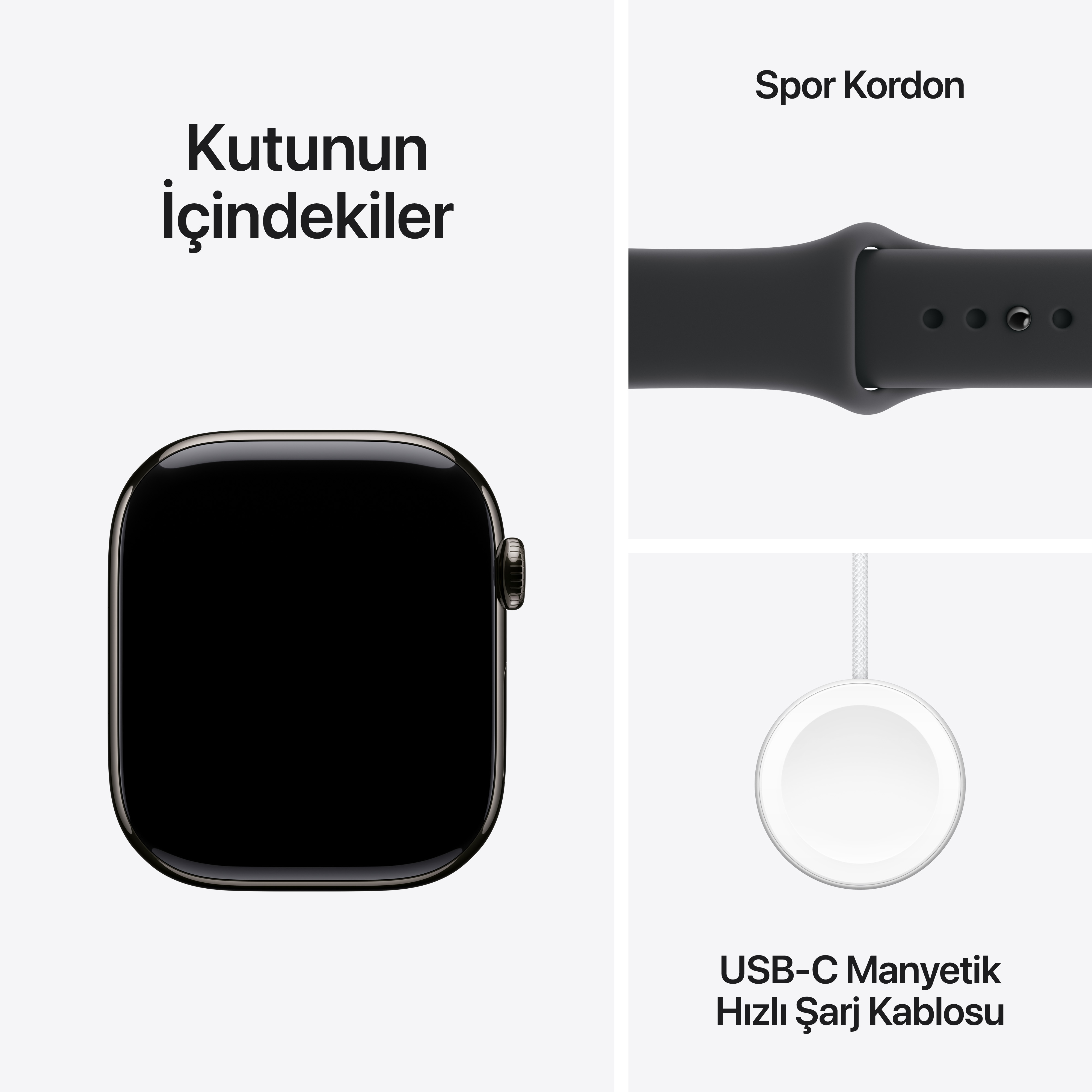 Apple Watch Series 11 GPS + Cellular Arduvaz Titanyum Spor Kordon Kutu İçeriği