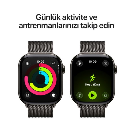Apple Watch Series 11 GPS + Cellular Arduvaz Titanyum Milano Loop Aktivite