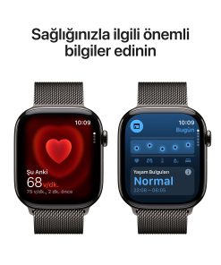 Apple Watch Series 11 GPS + Cellular Arduvaz Titanyum Milano Loop Sağlık