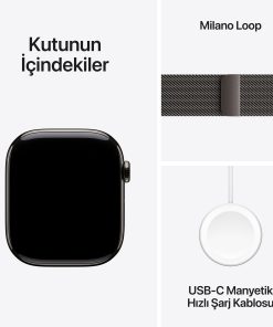 Apple Watch Series 11 GPS + Cellular Arduvaz Titanyum Milano Loop Kutu İçeriği