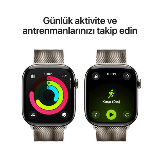 Apple Watch Series 11 GPS + Cellular Natürel Titanyum Milano Loop Aktivite