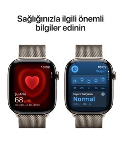 Apple Watch Series 11 GPS + Cellular Natürel Titanyum Milano Loop Sağlık