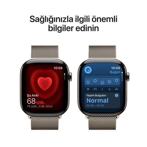 Apple Watch Series 11 GPS + Cellular Natürel Titanyum Milano Loop Sağlık