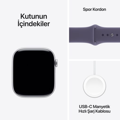 Apple Watch Series 11 42mm GPS Gümüş Alüminyum Kasa Kutu İçeriği