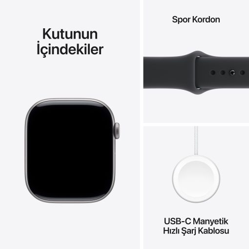 Apple Watch Series 11 42mm GPS Uzay Grisi Alüminyum Kasa Kutu İçeriği