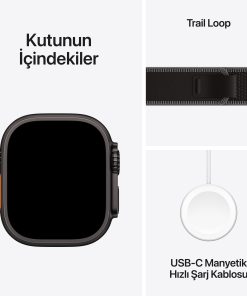 Apple Watch Ultra 3 Siyah Titanyum Trail Loop Kutu İçeriği