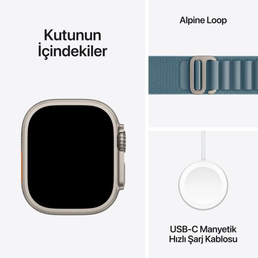 Apple Watch Ultra 3 Natürel Titanyum Alpine Loop Kutu İçeriği