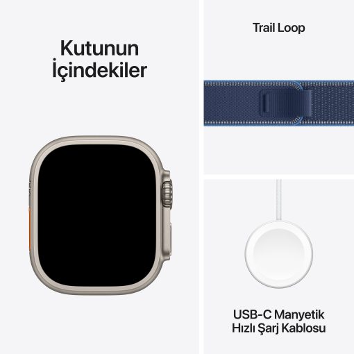 Apple Watch Ultra 3 Natürel Titanyum Trail Loop Kutu İçeriği