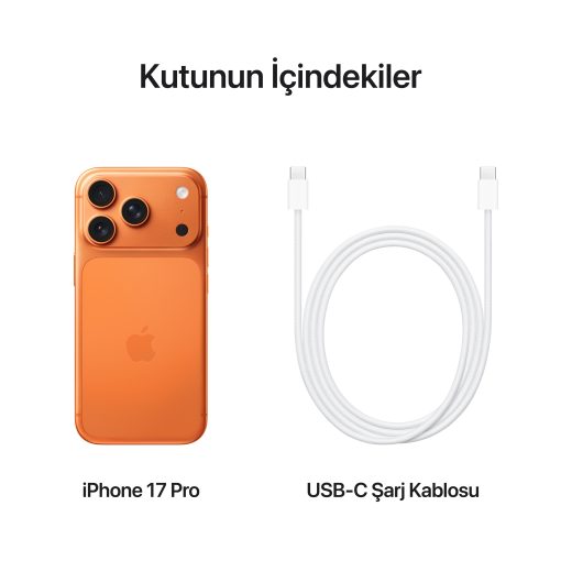 iPhone 17 Pro Kozmik Turuncu Kutu İçeriği