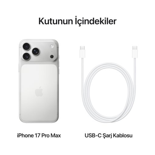 iPhone 17 Pro Max Gümüş Kutu İçeriği