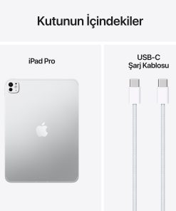 iPad Pro 11 inç Wi-Fi + Cellular Gümüş Kutu İçeriği