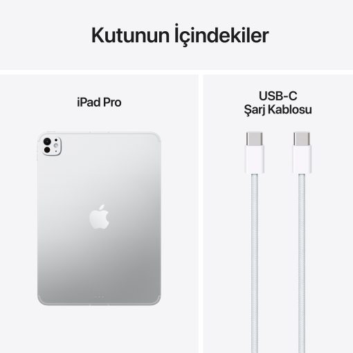 iPad Pro 11 inç Wi-Fi + Cellular Gümüş Kutu İçeriği