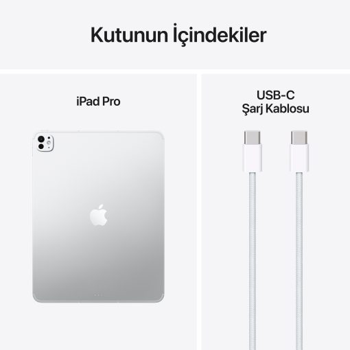 iPad Pro 13 inç M5 Wi-Fi + Cellular Gümüş Kutu İçeriği
