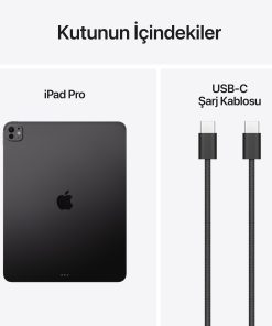 iPad Pro 13 inç Wi-Fi M5 Uzay Siyahı Kutu İçeriği