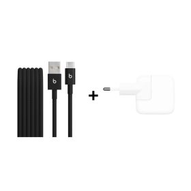 iPhone Aksesuar Seti 1 – Beats 2’li Paket USB-A – USB-C Örgü Kablo, 12W Şarj Adaptörü