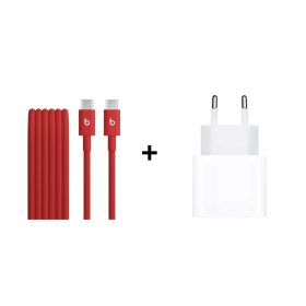 iPhone iPad Aksesuar Seti 3 – Beats USB-C – USB-C Örgü Kablo Ateş Kırmızısı, 20W Şarj Adaptörü