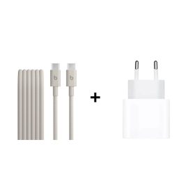 iPhone iPad Aksesuar Seti 3 – Beats USB-C – USB-C Örgü Kablo Granit Beji, 20W Şarj Adaptörü