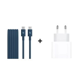 iPhone iPad Aksesuar Seti 3 – Beats USB-C – USB-C Örgü Kablo Lazer Lacivert, 20W Şarj Adaptörü