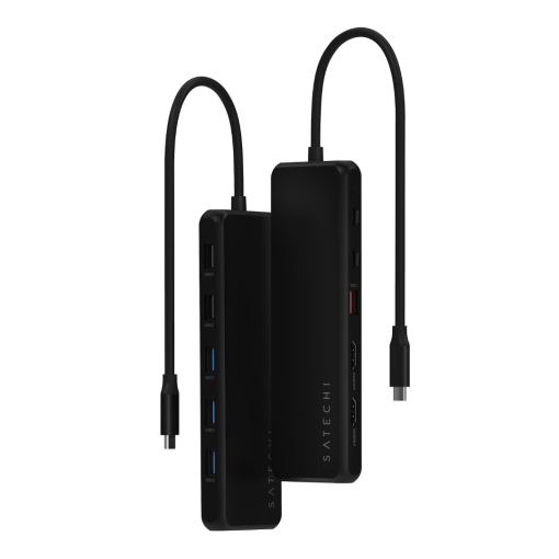 Satechi 13 in 1 USB-C Üçlü Ekran Multiport Adaptör Siyah ST-P3D13K Yan Bağlantılar
