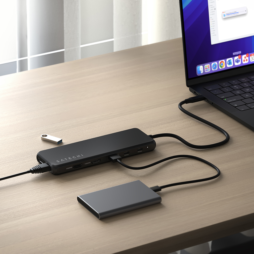 Satechi 13 in 1 USB-C Üçlü Ekran Multiport Adaptör Siyah ST-P3D13K