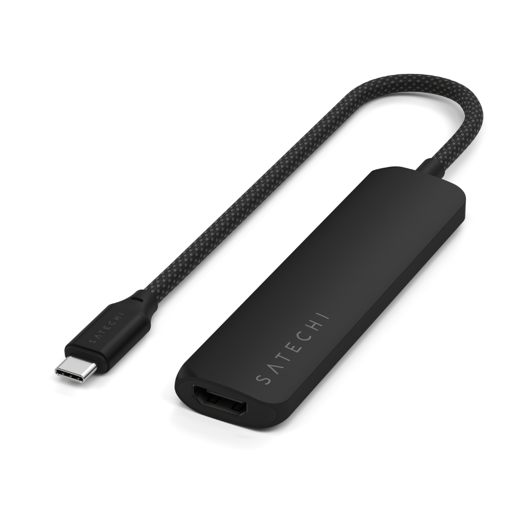 Satechi 4 in 1 USB-C Slim Multiport Adaptör 4K Siyah ST-P4SK
