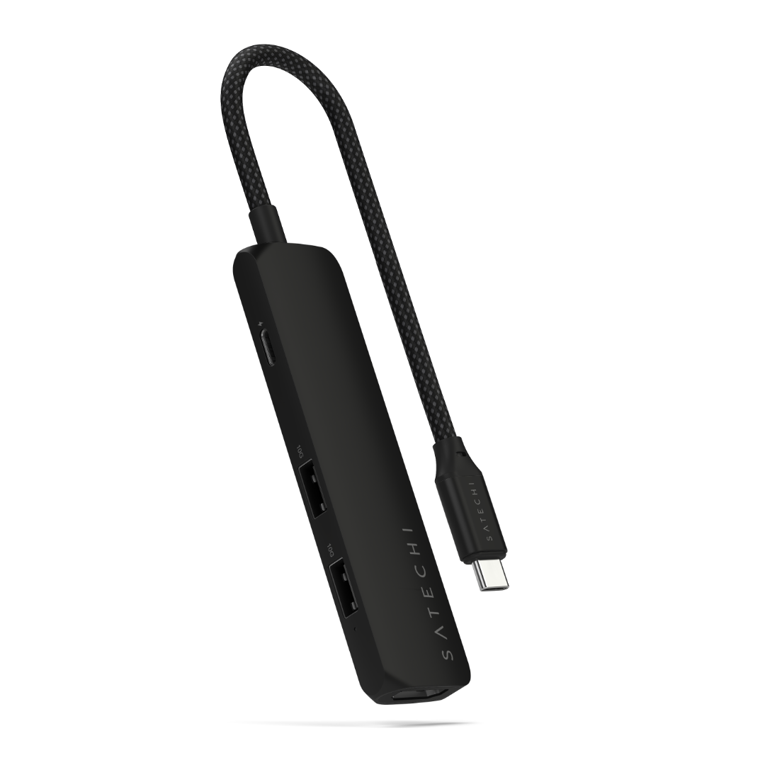 Satechi 4 in 1 USB-C Slim Multiport Adaptör 4K Siyah ST-P4SK