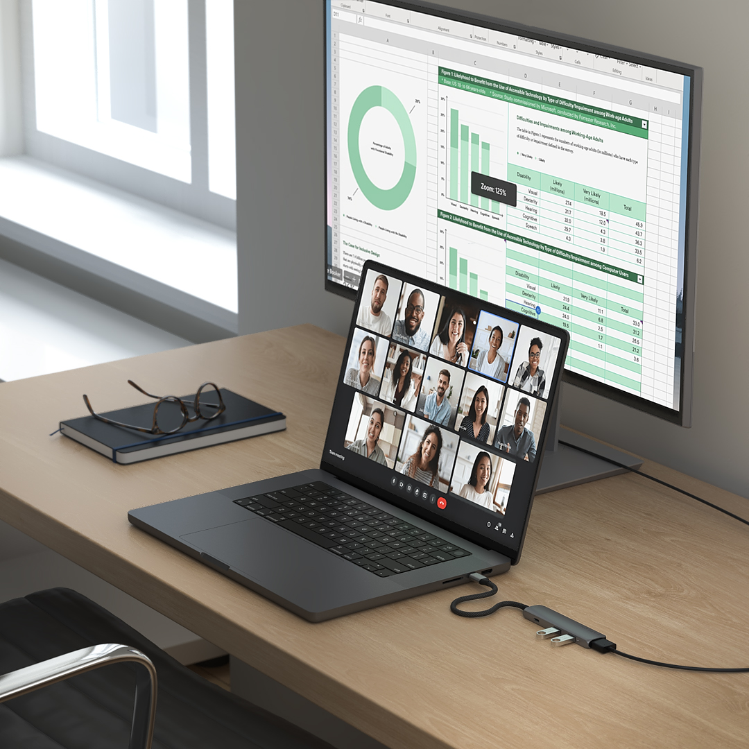 Satechi 4 in 1 USB-C Slim Multiport Adaptör 4K Uzay Grisi ST-P4SM