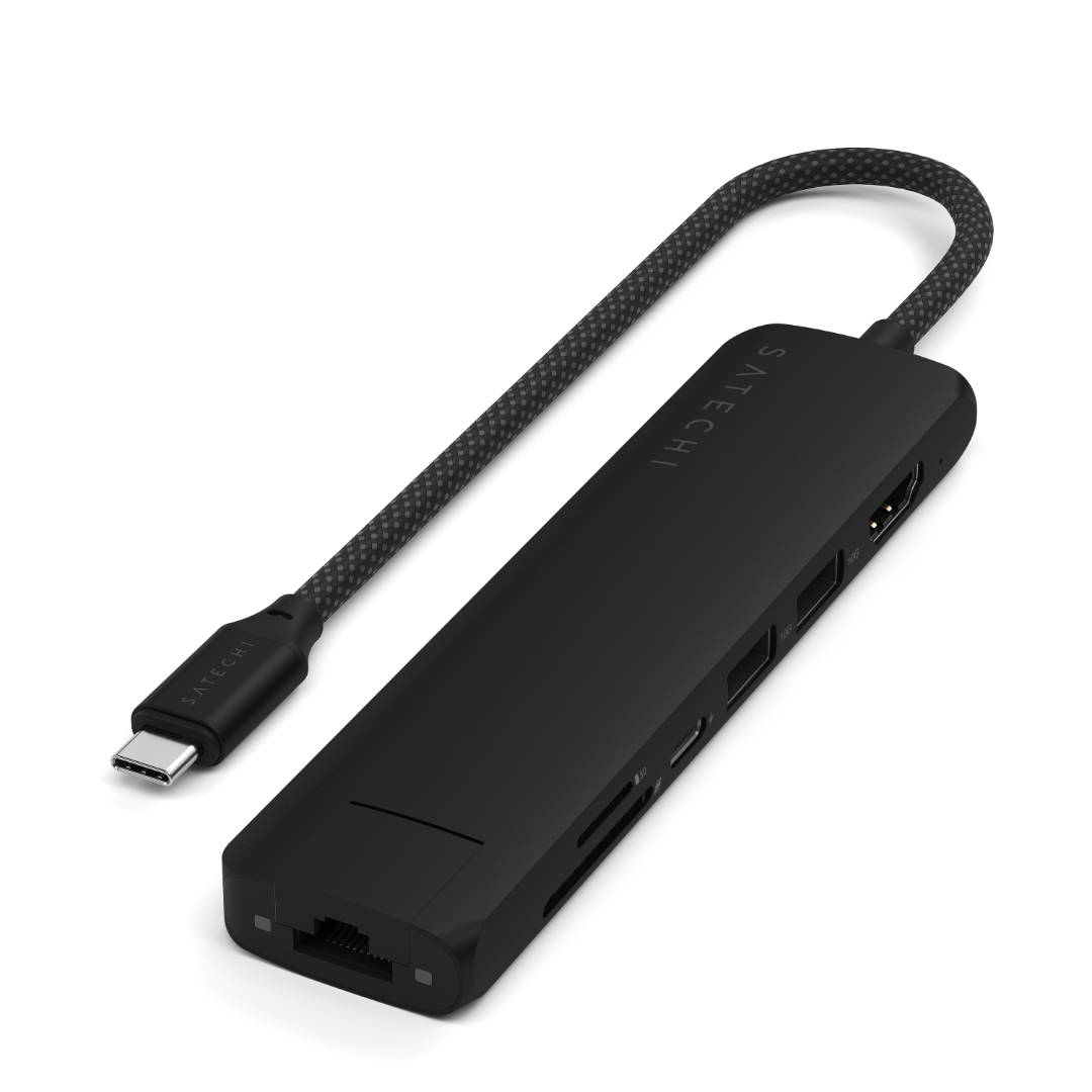 Satechi 7 in 1 USB-C Slim Multiport Adaptör Ethernet Siyah ST-P7SK