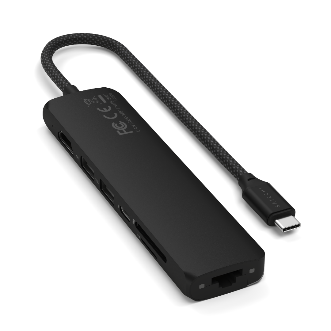 Satechi 7 in 1 USB-C Slim Multiport Adaptör Ethernet Siyah ST-P7SK