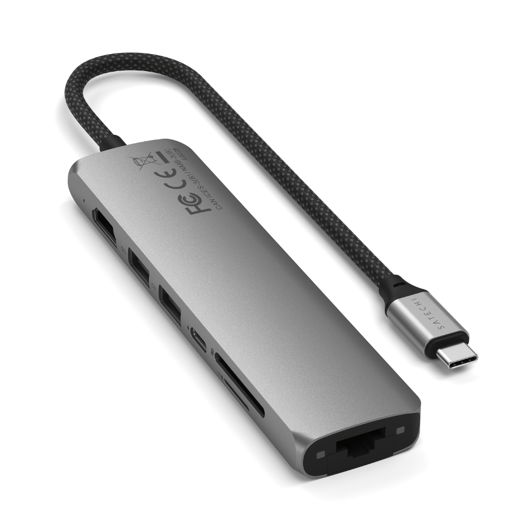 Satechi 7 in 1 USB-C Slim Multiport Adaptör Ethernet Uzay Grisi ST-P7SM