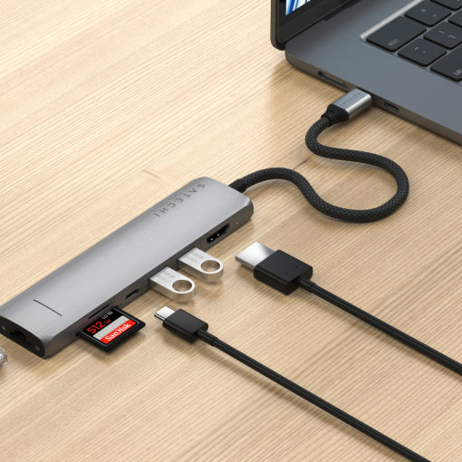 Satechi 7 in 1 USB-C Slim Multiport Adaptör Ethernet Uzay Grisi ST