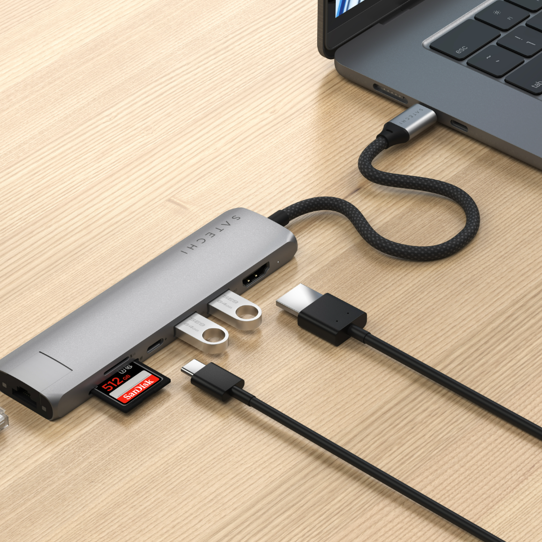 Satechi 7 in 1 USB-C Slim Multiport Adaptör Ethernet Uzay Grisi ST-P7SM