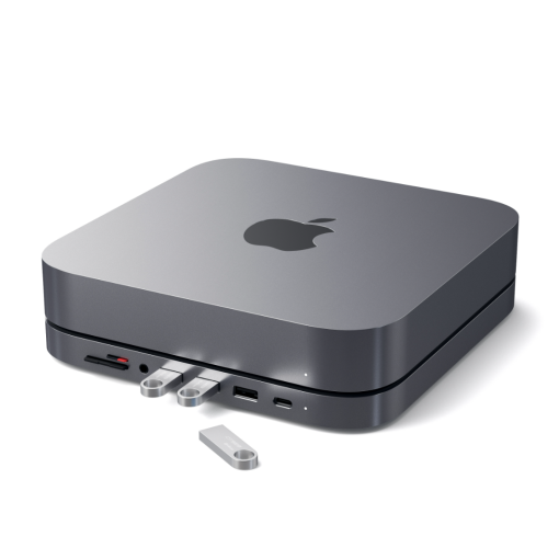 Satechi Mac Mini Stand & Hub Uzay Grisi ST-ABHFM Giriş Portları