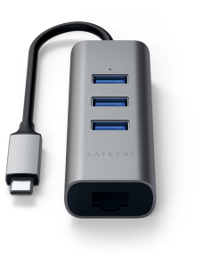 Satechi Type-C 2 in 1 USB 3.0 3 Port Hub Eth Port Uzay Grisi ST-TC2N1USB31AM