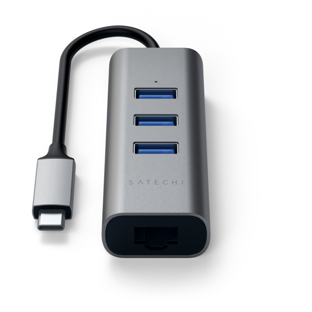 Satechi Type-C 2 in 1 USB 3.0 3 Port Hub Eth Port Uzay Grisi ST-TC2N1USB31AM