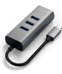 satechi type c 2 in 1 usb 3 0 aluminum 3 port hub eth port ST TC2N1USB31AM 3