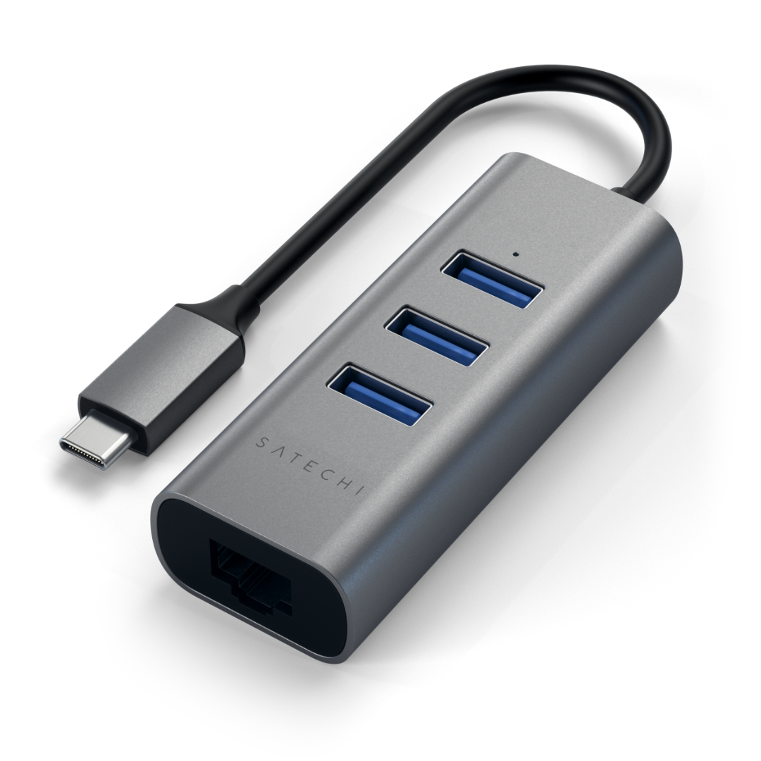 Satechi Type-C 2 in 1 USB 3.0 3 Port Hub Eth Port Uzay Grisi ST-TC2N1USB31AM