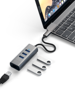 satechi type c 2 in 1 usb 3 0 aluminum 3 port hub eth port ST TC2N1USB31AM 5