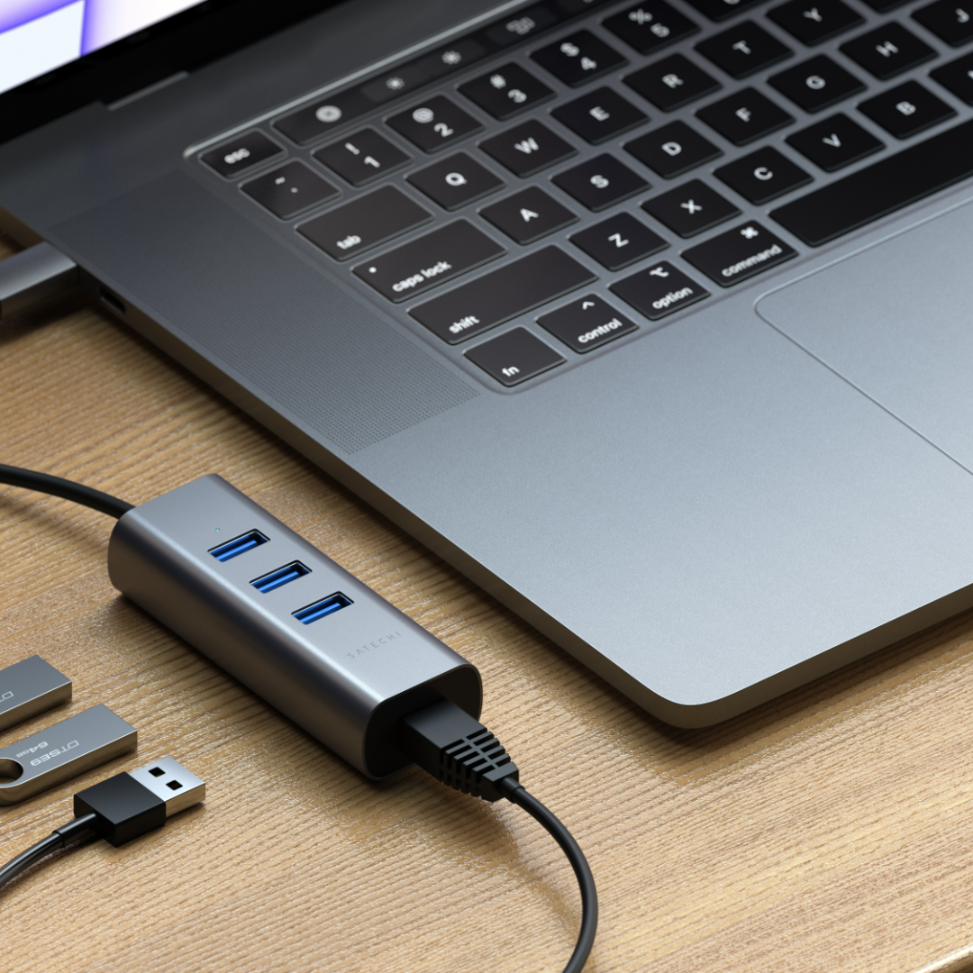 Satechi Type-C 2 in 1 USB 3.0 3 Port Hub Eth Port Uzay Grisi ST-TC2N1USB31AM