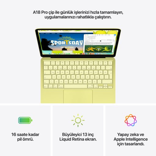 MacBook Neo 13 inc A18 Pro 6CPU 5GPU 8GB 256GB Puslu Sarı MHFD4TU