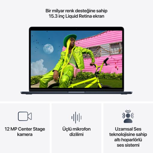 MacBook Air 15 inc M5 10CPU 10GPU 24GB 1TB Gece Yarısı MDVN4TU/A