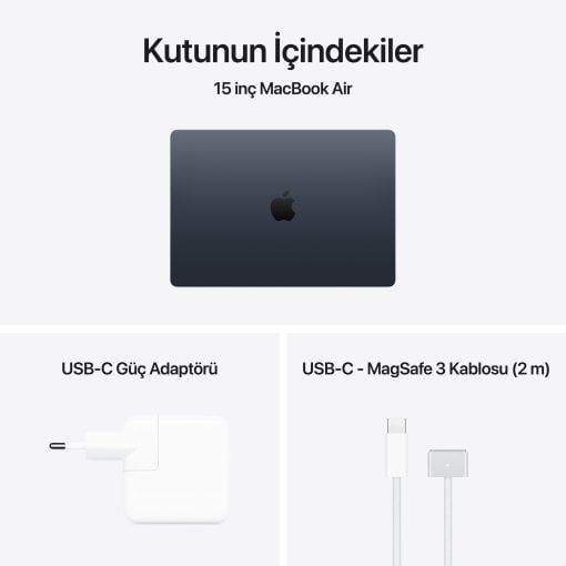 MacBook Air 15 inc M5 10CPU 10GPU 16GB 512GB Gece Yarısı MDVH4TU/A