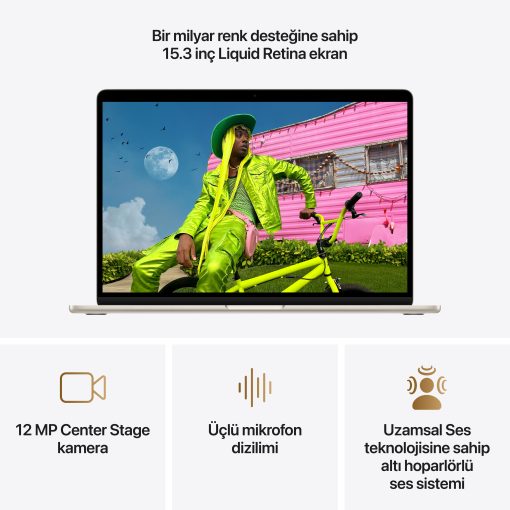 MacBook Air 15 inc M5 10CPU 10GPU 16GB 512GB Yıldız Işığı MDVD4TU