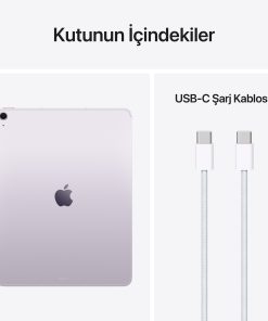 iPad Air 13 inç M4 Wi-Fi + Cellular Mor Kutu İçeriği